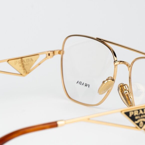 Prada Women Eyeglasses Gold Rectangle PRB50V 5AK1O1 NEW AUTHENTIC - Picture 7 of 10